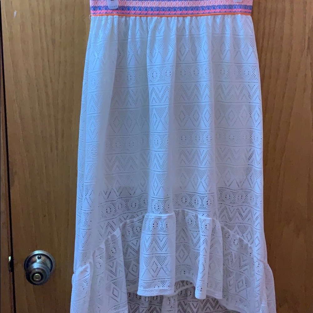 Long skirt with colored waistband